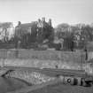 General view of Rossend Castle from south east, taken from railway tracks by Sailor's Walk