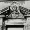 Dundee, Broughty Ferry, Camphill Road, Carbet Castle.
General view of South entrance pediment, initials inscribed 'J. A. G.'