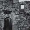 Dundee, Caird Park, Mains Castle.
Detail of doorway and window.
