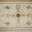 Dundee, Broughty Ferry, Camphill Road, Carbet Castle, interior.
View of ceiling panel of South-East room of First Floor.