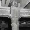 Exchange Street Building. Interior.
Detail of round cast-iron column in basement in East half of block. The cast-iron columns are in three rows, are 0.21m dia at 2.7m centres. The column tops carry cast-iron saddles holding 'I' section cast-iron cross beams as elsewhere.
