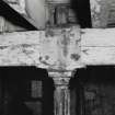 Dock Street Building. Interior.
Detail of typical cast-iron column with vertical flanges for slotting in partitions. Cast-iron saddles carry wooden beams 330mm deep, 250mm wide.