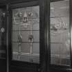 Interior. Detail of entrance lobby stained glass