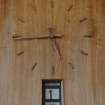 Detail of clock on wall of Foyer of offices, incorporated into wooden panelling that is typical of many of the rooms and public areas of this part of the factory.