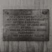 Detail of  brass plaque commemorating the opening of the factory on 11th June 1947 by SIr Stafford Cripps, then President of the Board of Trade.