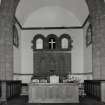 Interior, view of Chancel showing communion table and choir stalls