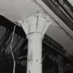 Detail of cast-iron column (0.23m diameter at base) supporting North wall of Main Mill block at ground floor level.
