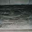 Interior.  Sir William Oliphant tomb dated 1329 detail of graveslab