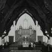 Interior, view from West showing roof, organ, pulpit and platform from gallery