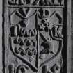 Dunning, St. Serf's Parish Church.
Detail of mural panel on South wall, bearing a coat of arms.