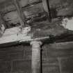 Edramucky Steading. NE barn, interior.
Detail of cast iron column head and wooden beam.