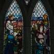 Interior. Detail of stained glass window memorial to Rev T Hardy c.1910