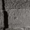 Kinross, High Street, Steeple.
Detail of inscribed stone, north jamb of main door.
