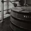 Edradour distillery, interior.
General view of reciprocating pumps, serving 'wash' and 'feints' chargers.