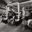 Compressor House: View of electrically-powered air compressor, providing compressed air mostly for bottling lines (3 Broom & Wade main compressors and 1 Hall compressor, with two smaller stand-by Broom & Wade units).
Photographed 27 January 1994