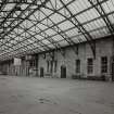 Perth, Leonard Street, General Station
Platforms 8 & 9 (left): oblique view from south west beneath steel-framed glazed canopy showing west facade of main station offices, including ornate clock