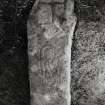 Carved symbol stone, number.1, from Chapel site on Isle of Pabbay.