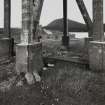 View of lower section of concrete water tank.