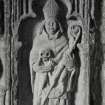 Interior.
Macleod's tomb, detail of panel of St Clement with skull.