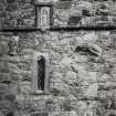 St Clement's Church, Rodel. View of sculpture on W face of tower.