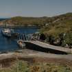 General view from W of ferry pier and ramp (Scalpay side), showing Isle of Rhum ferry prior to moving into position to receive cars and foot passengers