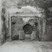 Interior, tower, second floor, South wing, vaulted chamber, fireplace, detail.