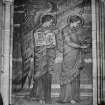 Interior. Detail of the mural on chancel arch showing depictions of the Evangelist (left) and Apostle (right), two of the Four Great Cherubim.