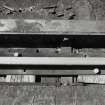 Detail of the Forth Bridge rails secured on wooden bases by coach screws.