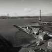 Edinburgh, Forth Road Bridge.
View from North approach viaduct of Forth Bridge, North East.