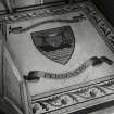 Edinburgh, Ferry Road, Northern Ferry Road, interior.
Detail of mosaic on floor of entrance vestibule of main administrative block, with the words 'Sigillum Oppidi de Leith persevere'.
