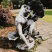 Lead sculpture by Charles Mackie in garden to South of main house, view from West.