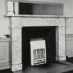 Edinburgh, Frogston Road East, Mortonhall, interior.
View of the first floor North-East bedroom chimneypiece, white veined marble.