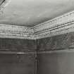 Interior view of the cornice in the attic, originally in the principal room on the ground floor and in disrepair.