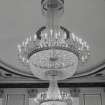 Interior, 1st floor, assembly room, view of chandeliers