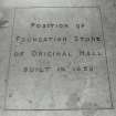 Interior, basement, store room, detail of foundation stone set in floor