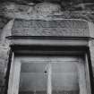 Edinburgh, 8-10 Gloucester Street.
Detail of re-used lintel, as in no.152 of Edinburgh inventory.
Insc: '.Fear God Only.	1.6.0.5	       IG       IRI'.