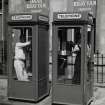 Grosvenor Street, telephone kiosks.
View from West of MK8 kiosks, designed 1965-6 by Bruce Martin FRIBA (Manufacturers plate: Lion Foundry Kirkintilloch).