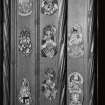 Thistle Chapel. Interior. Detail of selection of enamel plaques on back of seat