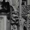 Thistle Chapel. Interior. Detail of carved angel playing bag-pipes, to east of main doorway