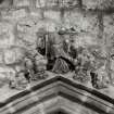 Edinburgh, Kirk Loan, Corstorphine Parish Church, interior.
View of complex armorial crest above the tomb-niche of Sir John Forrester II, 1454.