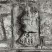 Edinburgh, Kirk Loan, Corstorphine Parish Church, interior.
Detail of armorial carving on tomb of Sir John Forrester I, 1440.