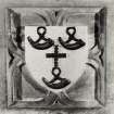 Edinburgh, Kirk Loan, Corstorphine Church, interior.
View of armorial, on the tomb of Sir Adam Forrester.