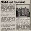 Cutting from "Building Design" entitled  "Stabilised tenement"-concerning conversion of Lister House into Halls of Residence for Edinburgh University and being renamed Patrick Geddes Hall