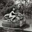 Edinburgh, 33 Murrayfield Road, Kinellan.
View of 'The Lion, the Woman and the Lamb' sculpture in garden.
Engraved title: 'Still when she slept he kept both watch and ward'.
Engraved by artist 'John Thomas'.