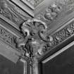 Interior-detail of one of a few plasterwork heads on cornice in Room G.14