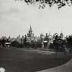 General view of Royal Infirmary from grass terrace of George Heriot's Hospital School. Includes school's lodge.