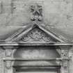 N facade. Detail showing pediment with star finial