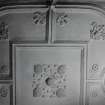 Interior, detail of 17th Century plaster ceiling in First Floor room of South Block.