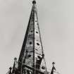 Detailed view of St Peter's Church steeple seen from the West.