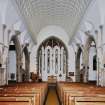 Interior. View from West looking towards the chancel showing nave vault